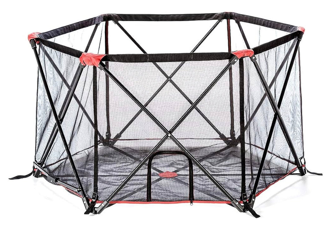 Carlson 6-Panel Foldable and Portable Steel Pet Exercise and Play Pen, Indoor and Outdoor, with Carrying Case, Red