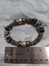 Load image into Gallery viewer, Silver colored Stretchy beaded bracelet One Size
