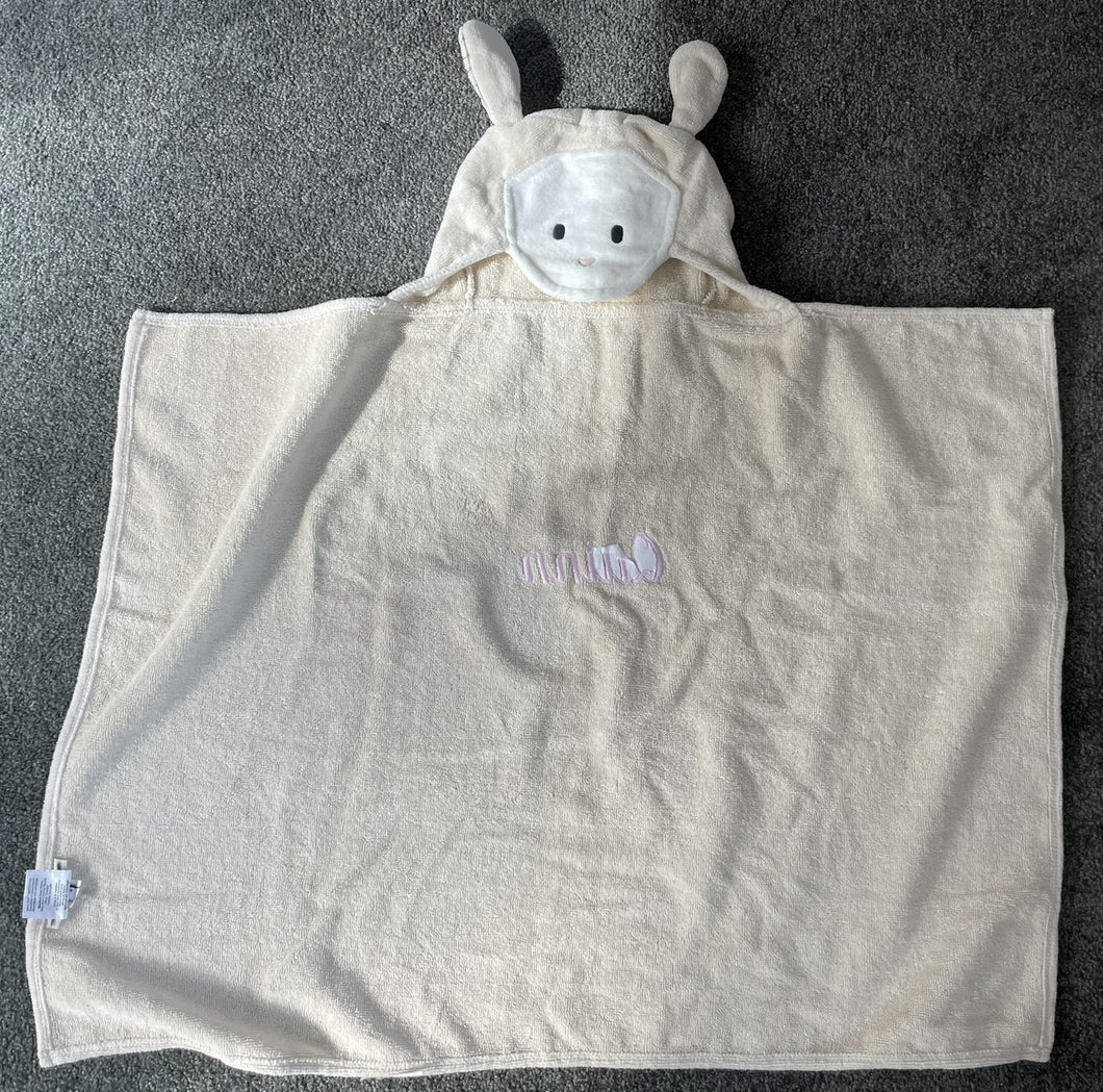 Pottery Barn Kids QUINN (in pale pink) Ivory Lamb/ Sheep Easter Hooded Bath Towel One Size