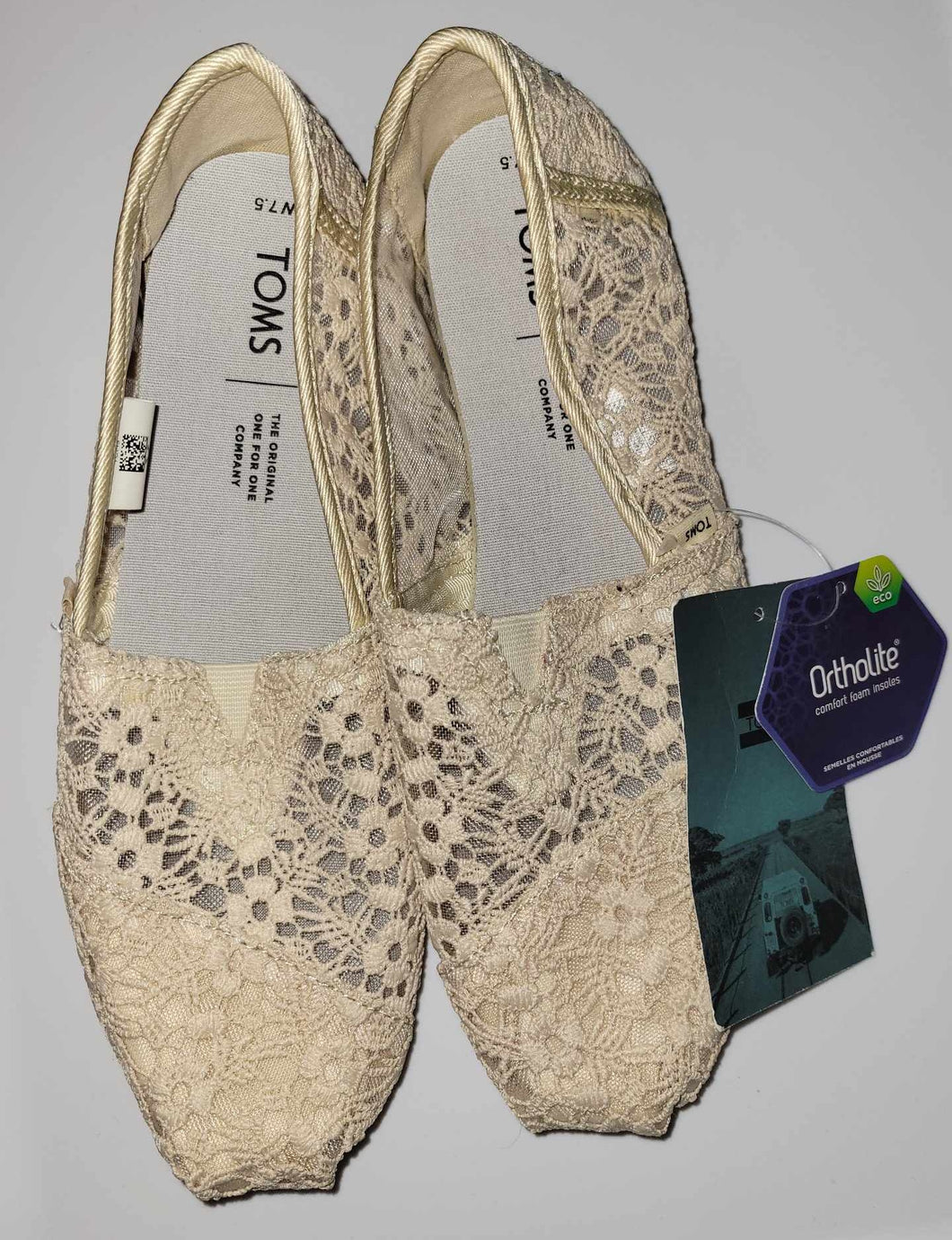 Toms Natural Floral Lace Woman's Shoes Size 7.5 New with Tags 7.5
