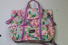 Load image into Gallery viewer, Matilda Jane Clothing floral diaper bag - has so many compartments and pockets plus attachment for hanging on your stroller.  Can be worn as a backpcak, shoulder bag or carrying handles.  Does not come with a changing pad.  One Size
