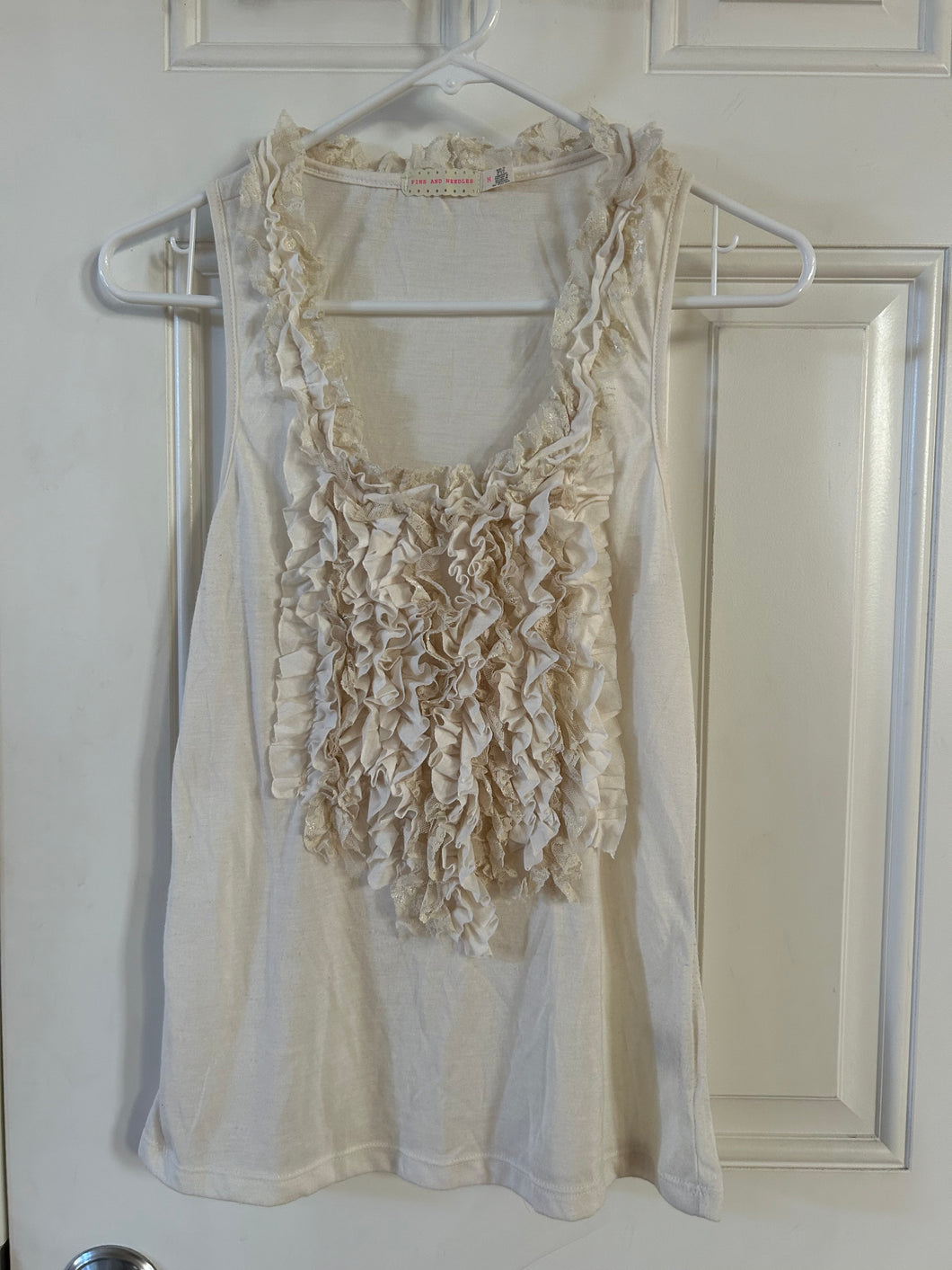 Pins and Needles brand - Cream, frilly front tank. Wear alone or under a cute blazer! Adult Medium