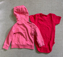 Load image into Gallery viewer, Carters Red Hoody w Dog and Red Onesie 12 months
