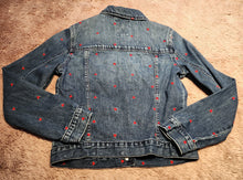 Load image into Gallery viewer, Gap Kids Denim jacket with hearts, size XL, embroidered XL
