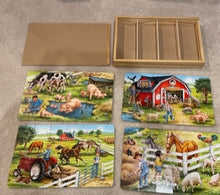 Load image into Gallery viewer, Wooden Farm Puzzles Set of 4 (24 pieces each)
