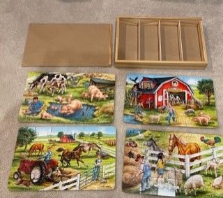 Wooden Farm Puzzles Set of 4 (24 pieces each)
