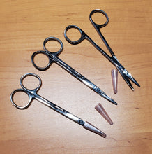 Load image into Gallery viewer, Scissors, stainless steel, 3 pair, 5 inch, fine detail, tip covers
