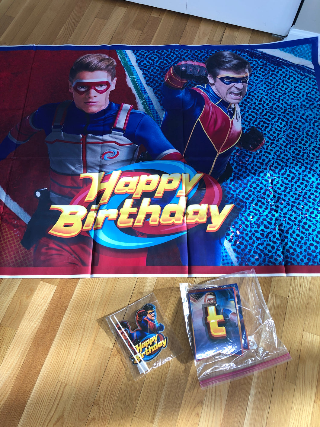 3 pc. Henry danger birthday bundle – Giant poster, happy birthday banner and happy birthday cake topper