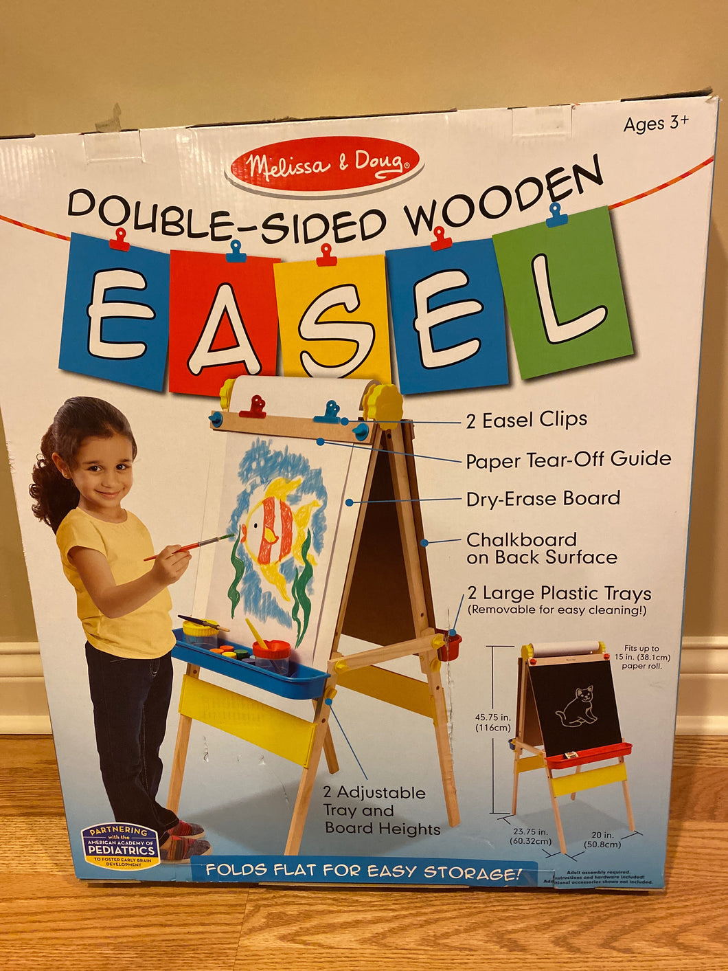 Melissa & Doug Deluxe Standing Art Easel - Dry-Erase Board & Chalkboard