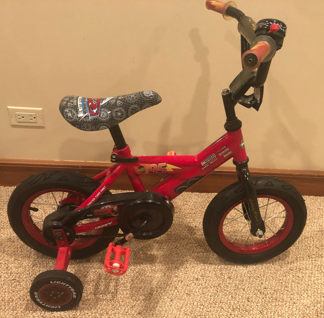 Huffy Disney Cars 12in Bicycle with Training Wheels and bell