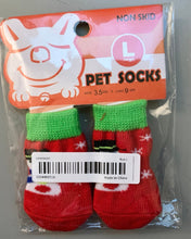 Load image into Gallery viewer, Non-Skid Pet Socks Red with Snowmen
