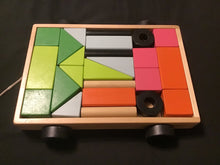 Load image into Gallery viewer, IKEA MULA Wooden Pull Wagon 24 pc Multicolor Blocks
