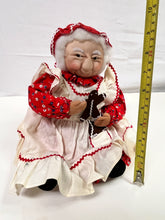 Load image into Gallery viewer, Handcrafted Sitting Mrs. Santa Claus Porcelain Figure Doll  Small
