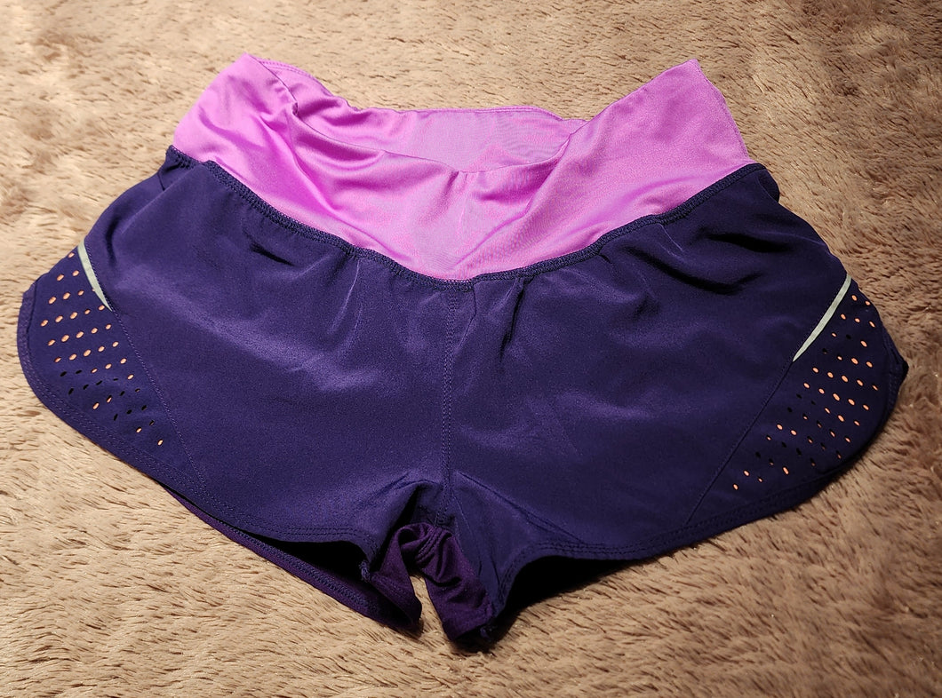 Champion DuoDry shorts, size XS adult, purple, liner, zip hip pocket XS