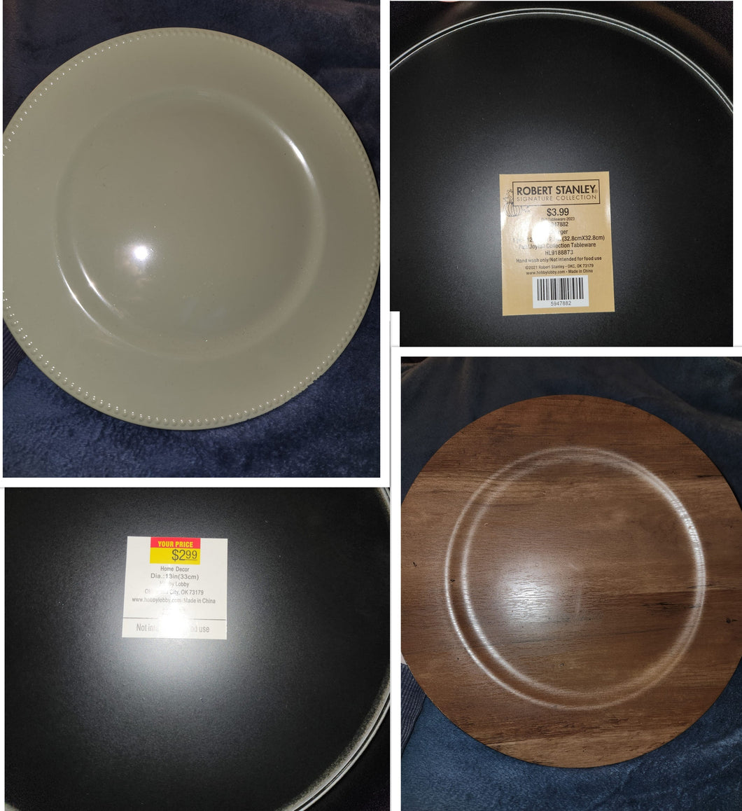 2x Decorative Charger Plates One Size