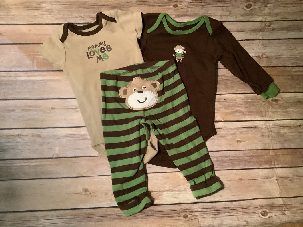 Carter's  (Included in the Centstible Closet) Monkey three piece set 12 months
