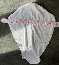 Load image into Gallery viewer, Aden + Anais White Hooded Towel with Hot Pink Stars Trim One Size
