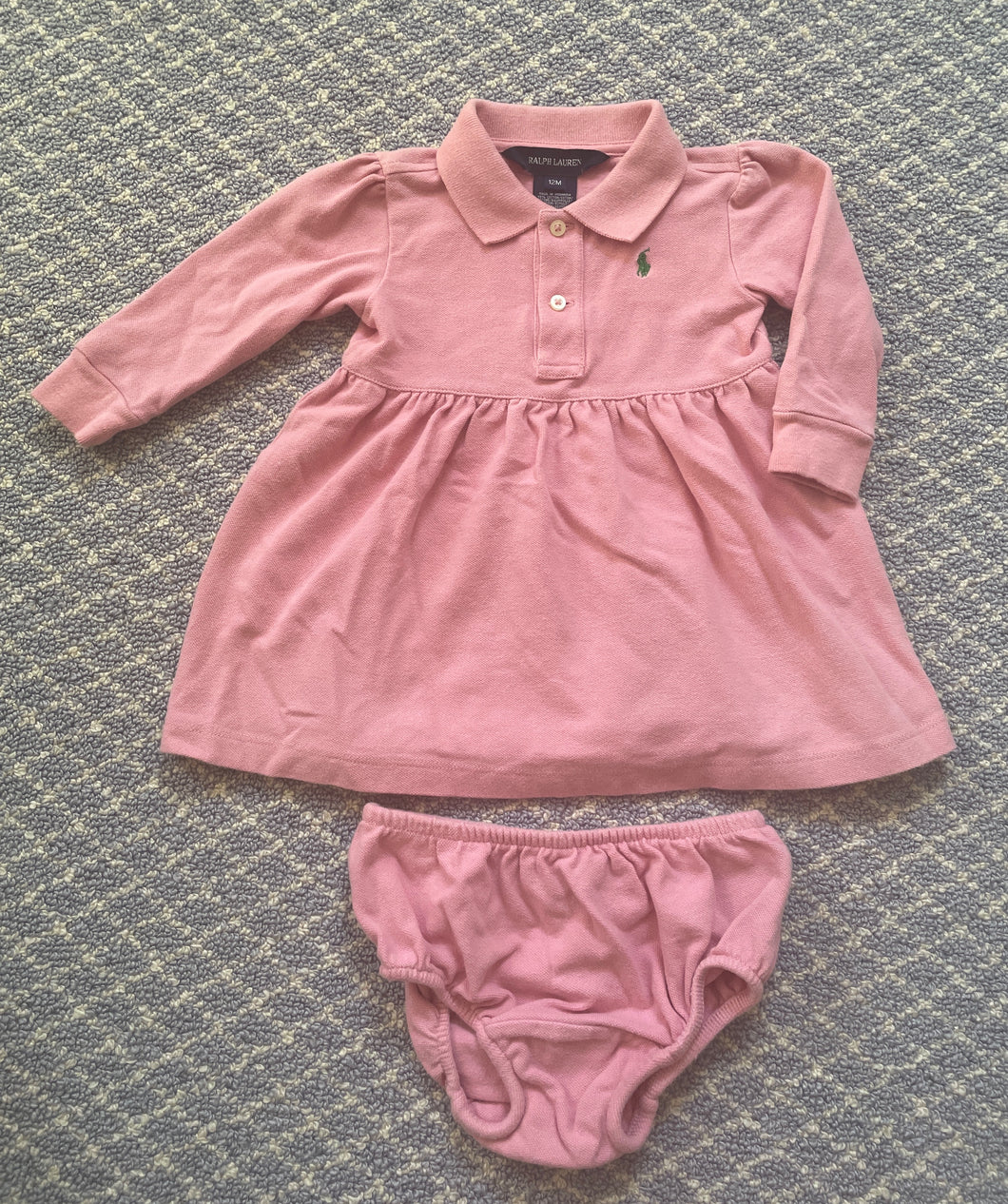 Ralph Lauren Long Sleeve Dress w/ matching Bloomers 12 months