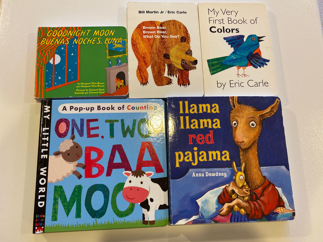 5 Toddler Board Books: Good Night Moon, Brown Bear, Brown Bear  What Do You See?, My Very First Book of Colors, Pop-Up Counting, Llama llama Red Pajama