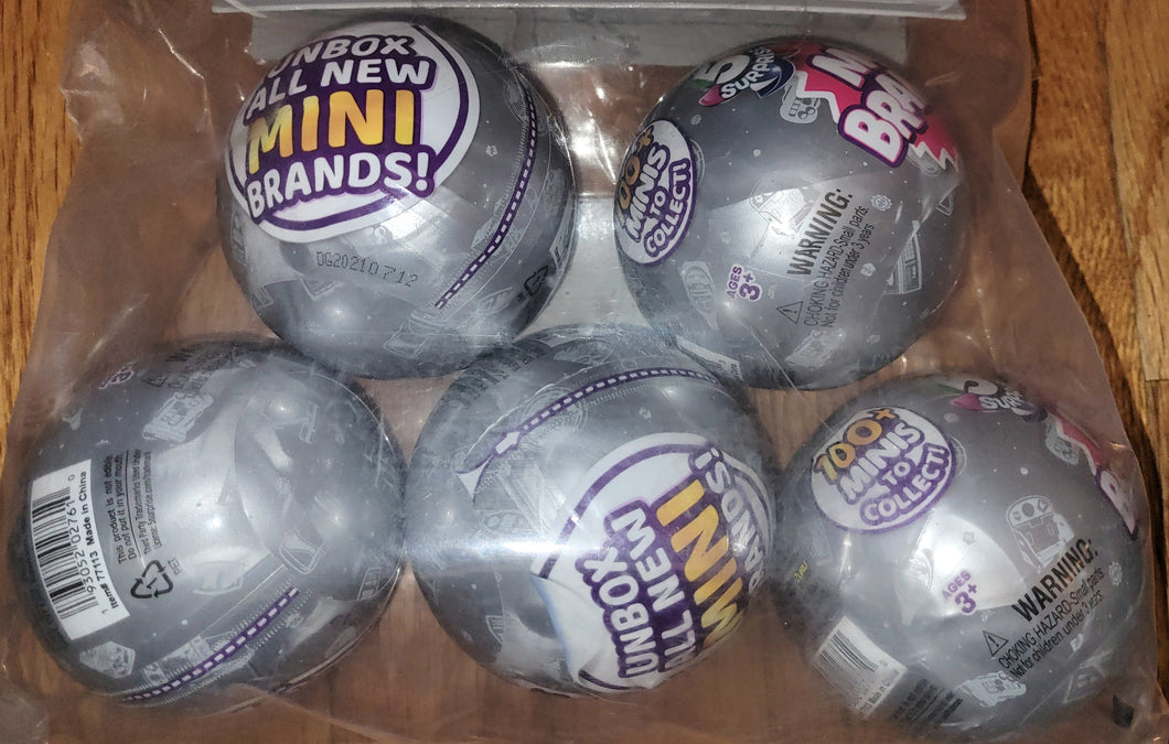 NEW Lot of 5 Mini Brands Surprise Balls Series 3