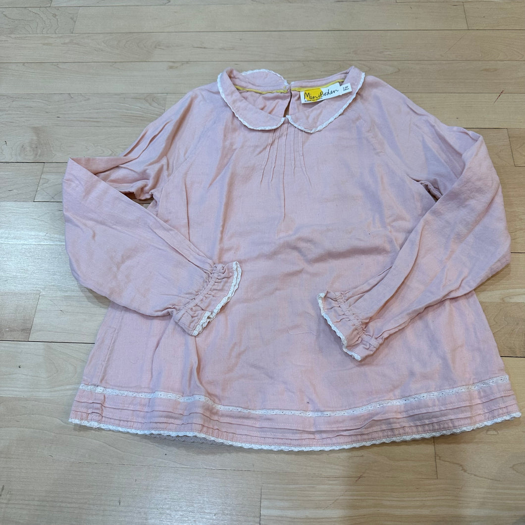 Mini Boden, light, pink blouse lace trim 8