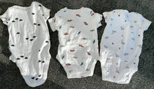 Load image into Gallery viewer, Carter&#39;s Dinosaurs &amp; Cars Printed Onesies x3 3 months
