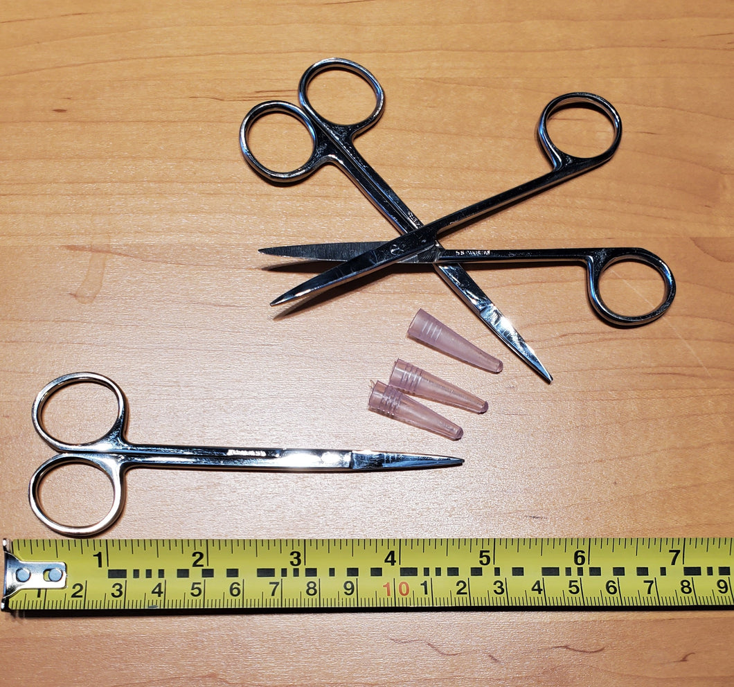 Scissors, stainless steel, 3 pair, 5 inch, fine detail, tip covers