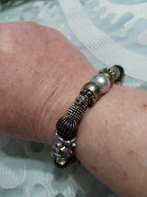 Load image into Gallery viewer, Silver colored Stretchy beaded bracelet One Size
