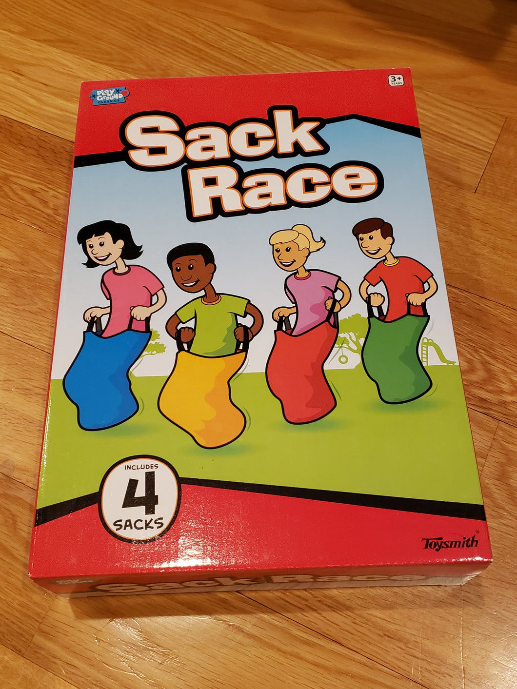 Sack Race game.  New 4 colored sacks One Size