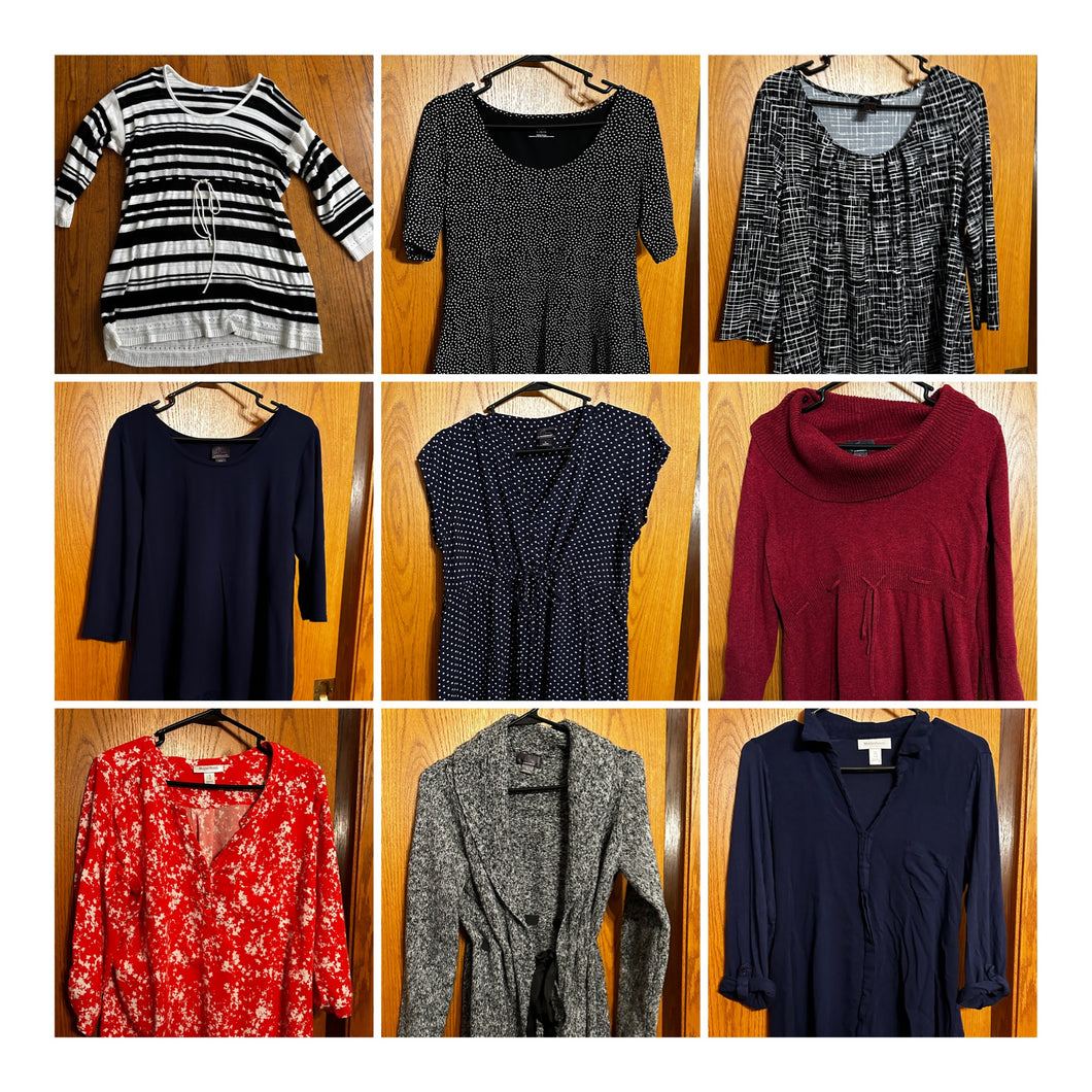 Lot of 9 maternity tops - casual and business casual Adult Large