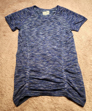 Load image into Gallery viewer, Athleta shirt, size small, blue striped, stretchy,  rusched Adult Small
