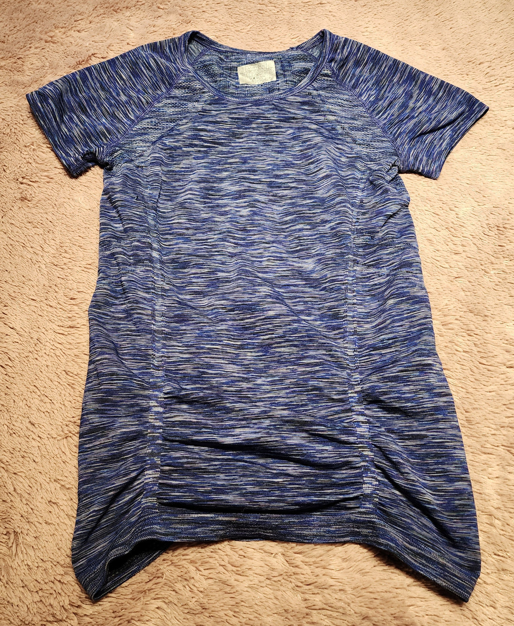 Athleta shirt, size small, blue striped, stretchy,  rusched Adult Small