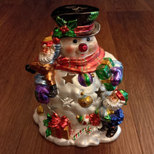 Load image into Gallery viewer, House of Lloyd Chistmas Around the World Shimmering Snowman Ceramic Tealight &amp; Votive Holder
