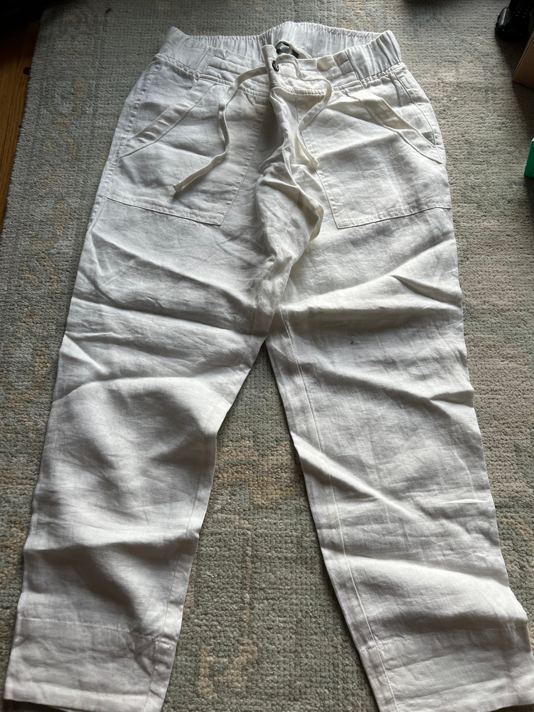 Athleta white linen pants size 6 6