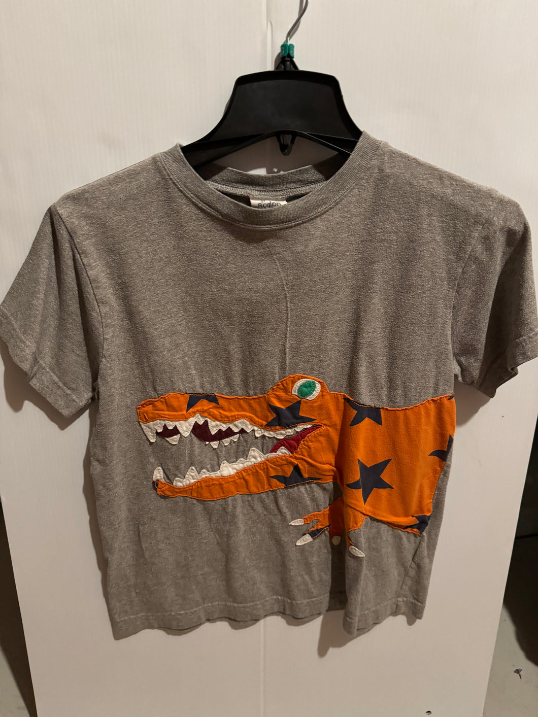 Mini Boden gray shirt w/crocodile  10